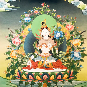 Thangka Tara Trắng vẽ tay